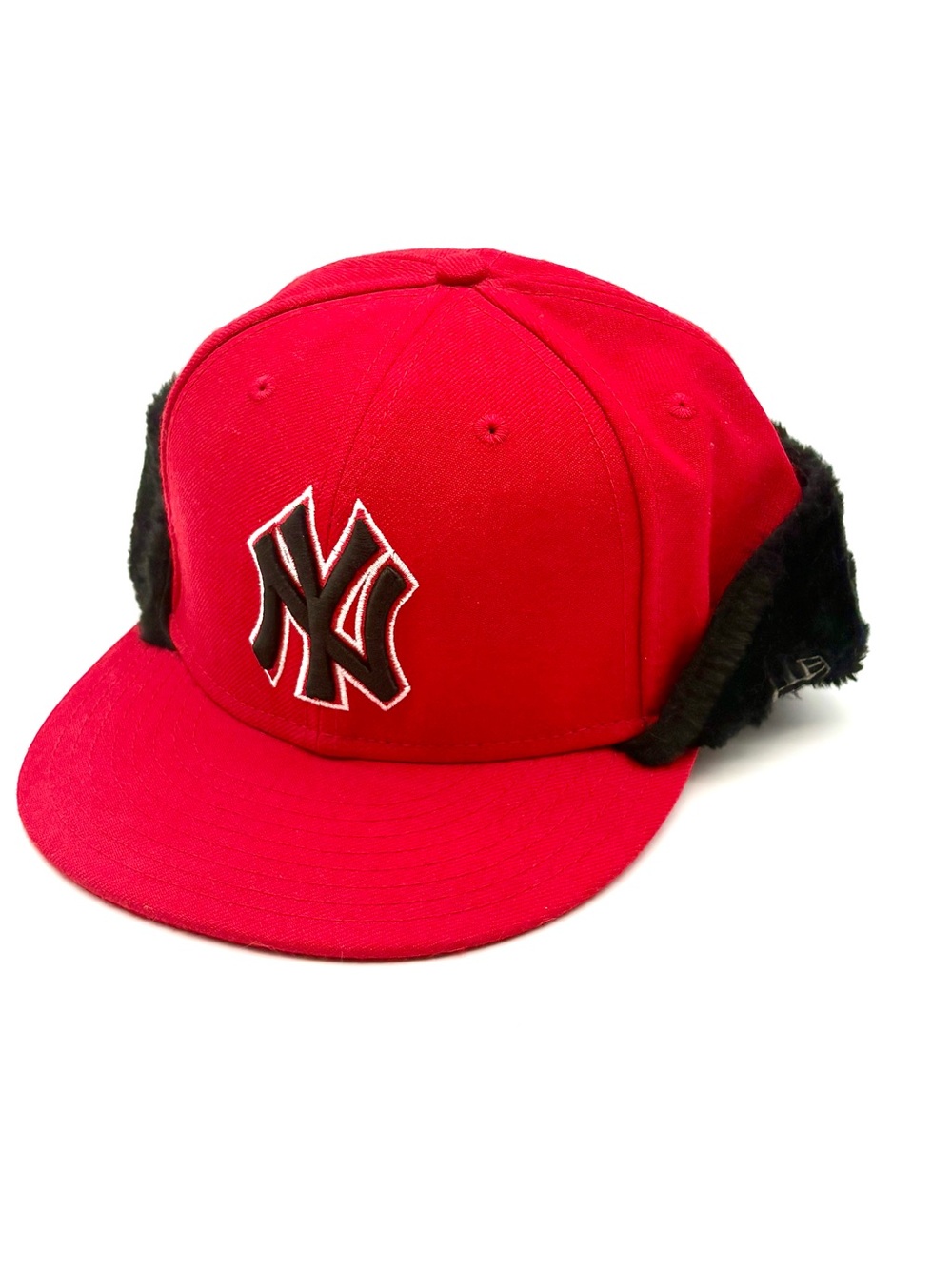New Era NY Yankees Red Black Dog Ear Fitted Hat 7 7/8